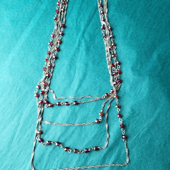 2/20$ Vintage coldwater creek red crystal multiple strands necklace - Picture 3 of 5